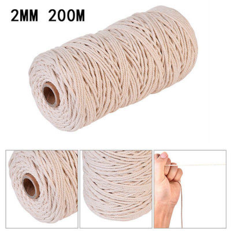 2mm Thick Cotton Cord Rope Thread Yarn Crochet Macrame Cotton Cord Reel 100M