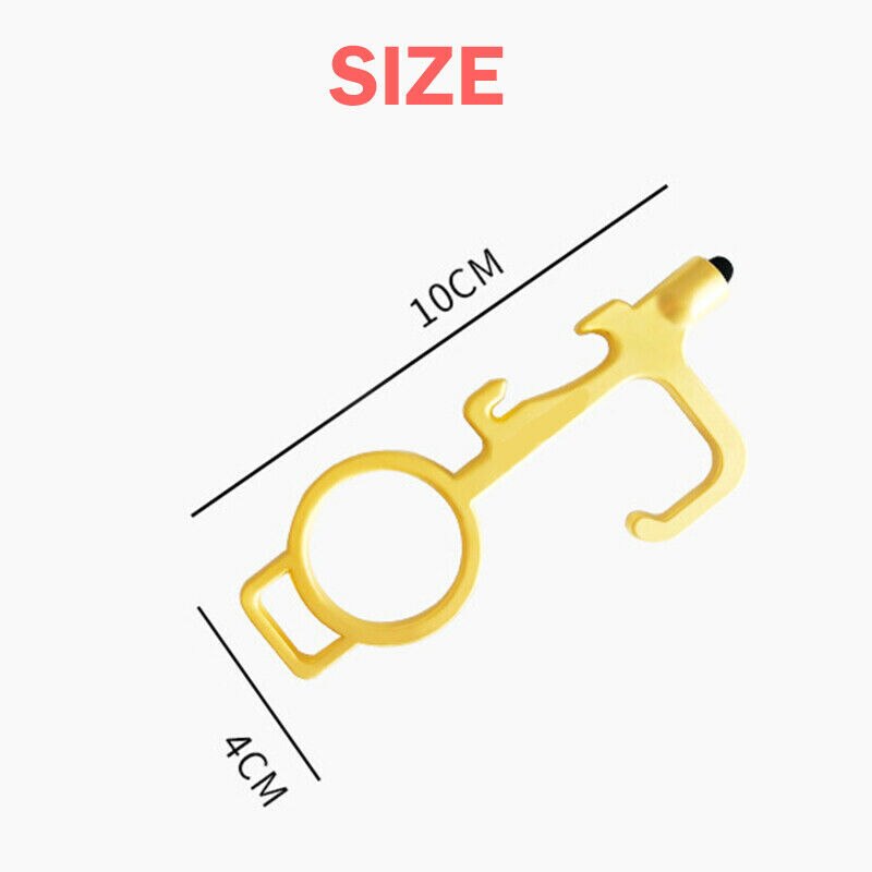 Keyring No Touch Public Door Opener Anti-Contact Keychain Artifact Beer Button Pusher Lifter Ring Hook Key Chain Keyfob Tools