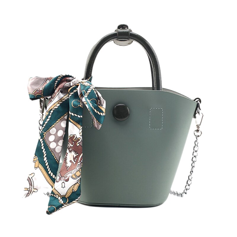 Women's Ribbon Tote Women's Chain Tote Bag Wild Messenger Bag Shoulder Bag: Green