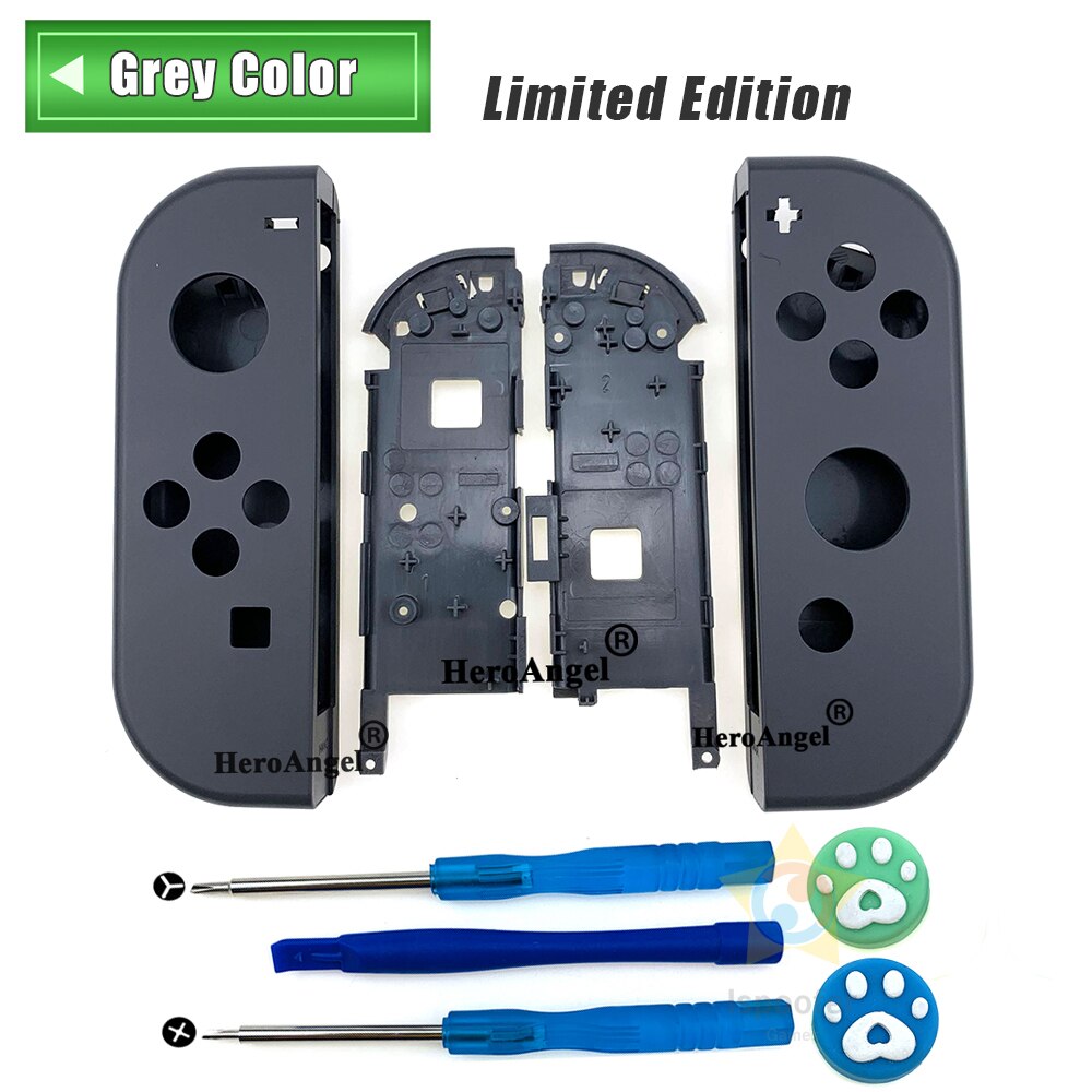 For Joy-con Shell for Nintendo Switch NS JoyCon Controller Replacement Housing Shell Right Left Case With Tools: Grey Color