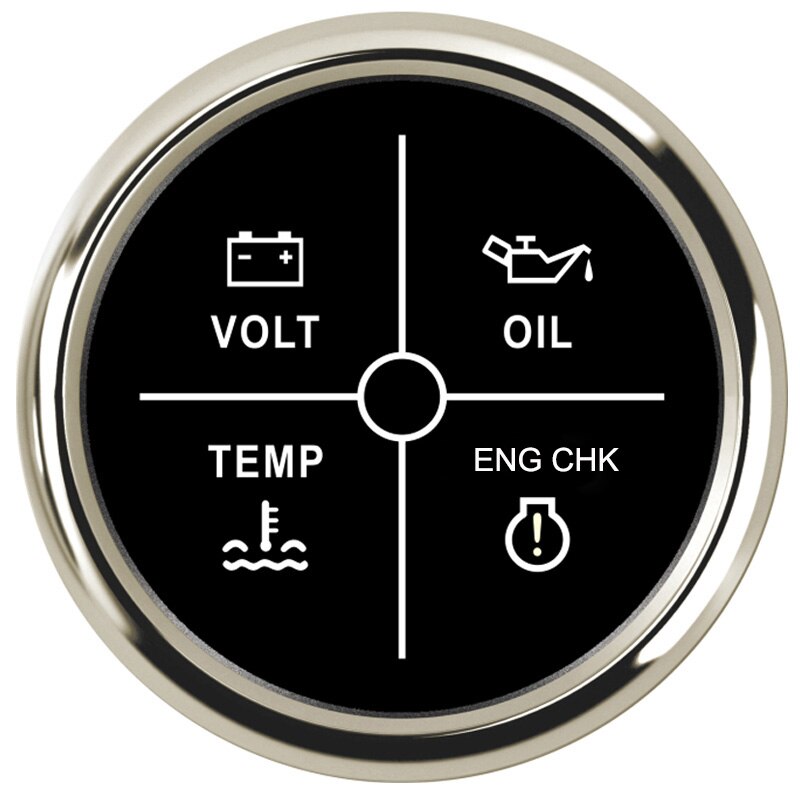 52Mm 4 Led Alarm Gauge Meter Water Temperatuur Volt Olie Druk Check Engine Indicator Water Temp Gauge Voor Auto boot Marine: BS