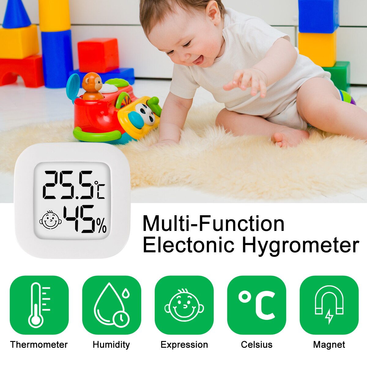 4 Stuks Digitale Thermometer Hygrometer Indoor Mini Temperatuur Lcd Elektronische Monitor Hygrometer Buitenkamer Baby