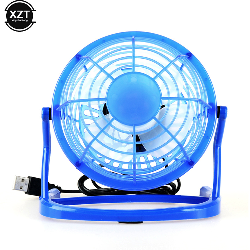 USB Silent Fan Desk Cooler for Laptop Notebook Desktop PC Ofiice Summer Cooling Fans 4 Blades Rotatable USB Mini Fans Socket: Blue