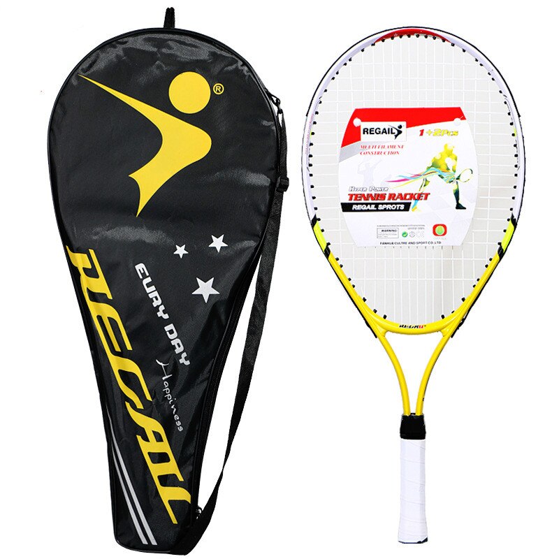 Raqueta de tenis de aleación de aluminio para niños, bate de tenis pequeño para jóvenes, entrenamiento para principiantes, 58,5x26cm: YELLOW