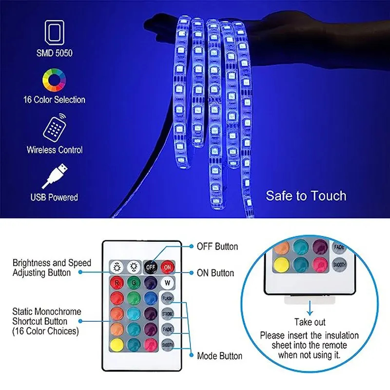 SMD5050 1M/2M/3M taśma LED USB Light TV ekran pulpitu podświetlenie zmiana koloru dekoracja sypialni DC5V lampa LED DIY oświetlenie