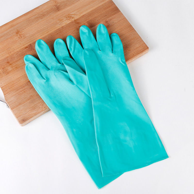 Casa de limpieza de plástico guantes de caucho de nitrilo Limpieza de cocina platos/ropa impermeable Durable resistente al desgaste guantes