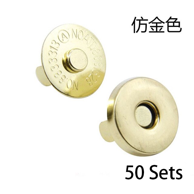50 unids/lote bolsos prácticos magnético botones de Metal cierres a presión artesanía de botones de imán DIY accesorios 14/18mm: Gold / 14mm