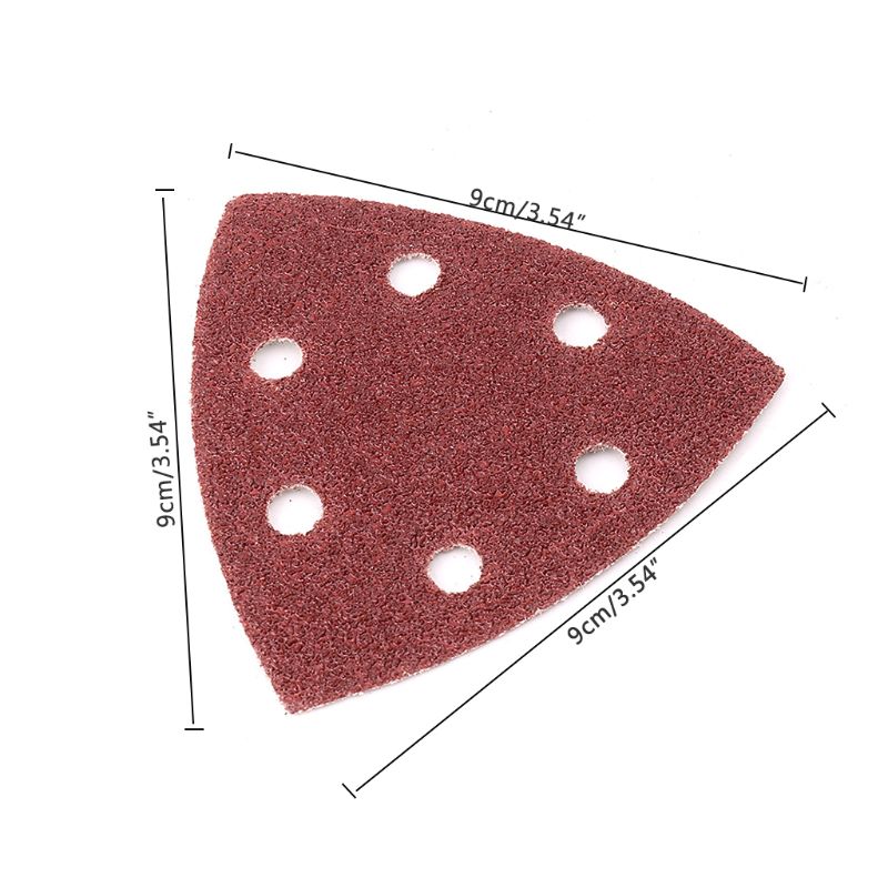 Papel de lija Triangular de 20 piezas, grano de 40-240 triángulo, 90mm, 3,54 pulgadas, papel de lija adhesivo, disco de lijado de pulido, herramientas abrasivas