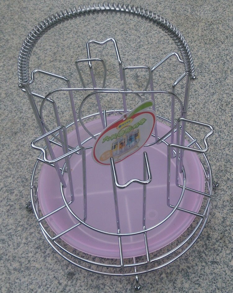 Draining Cup Holder Kitchen 6 Glass Rack Tumbler Holder Stainless Steel Beer Mug Holder