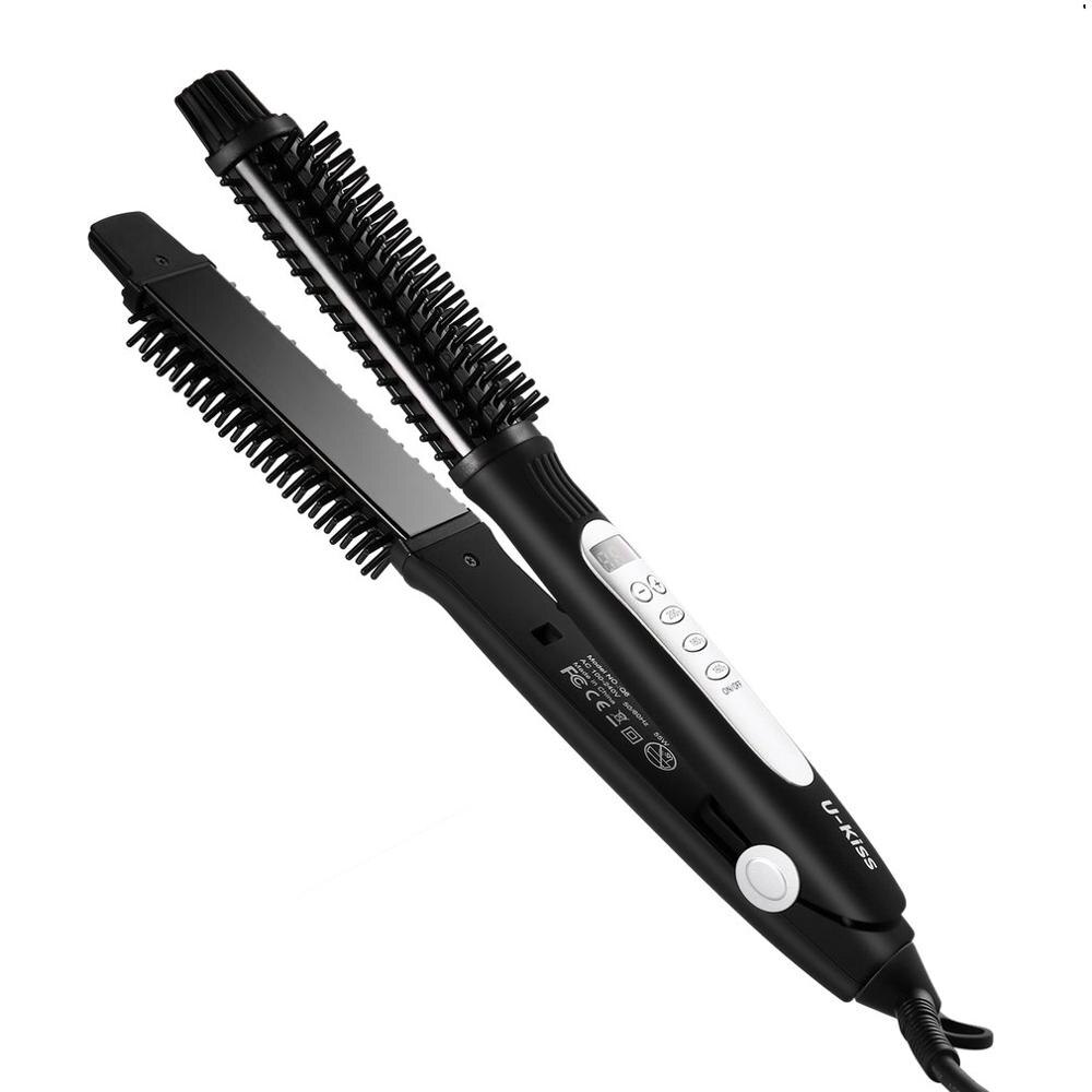 Rulos y alisadores de pelo de cerámica u-kiss, plancha de pelo de cerámica iónica, calentamiento rápido, pantalla LCD termostática de 3 grados: Default Title