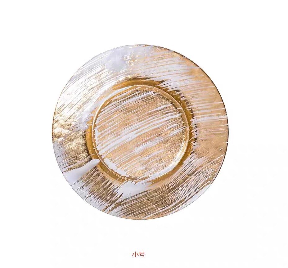Aesthetic Patterned Kitchen Glass Plates Dinner Serving Ceramic Gold Luxury Dinner Plates Souplast Marble Pratos Ceramic OA50PS: 21cm