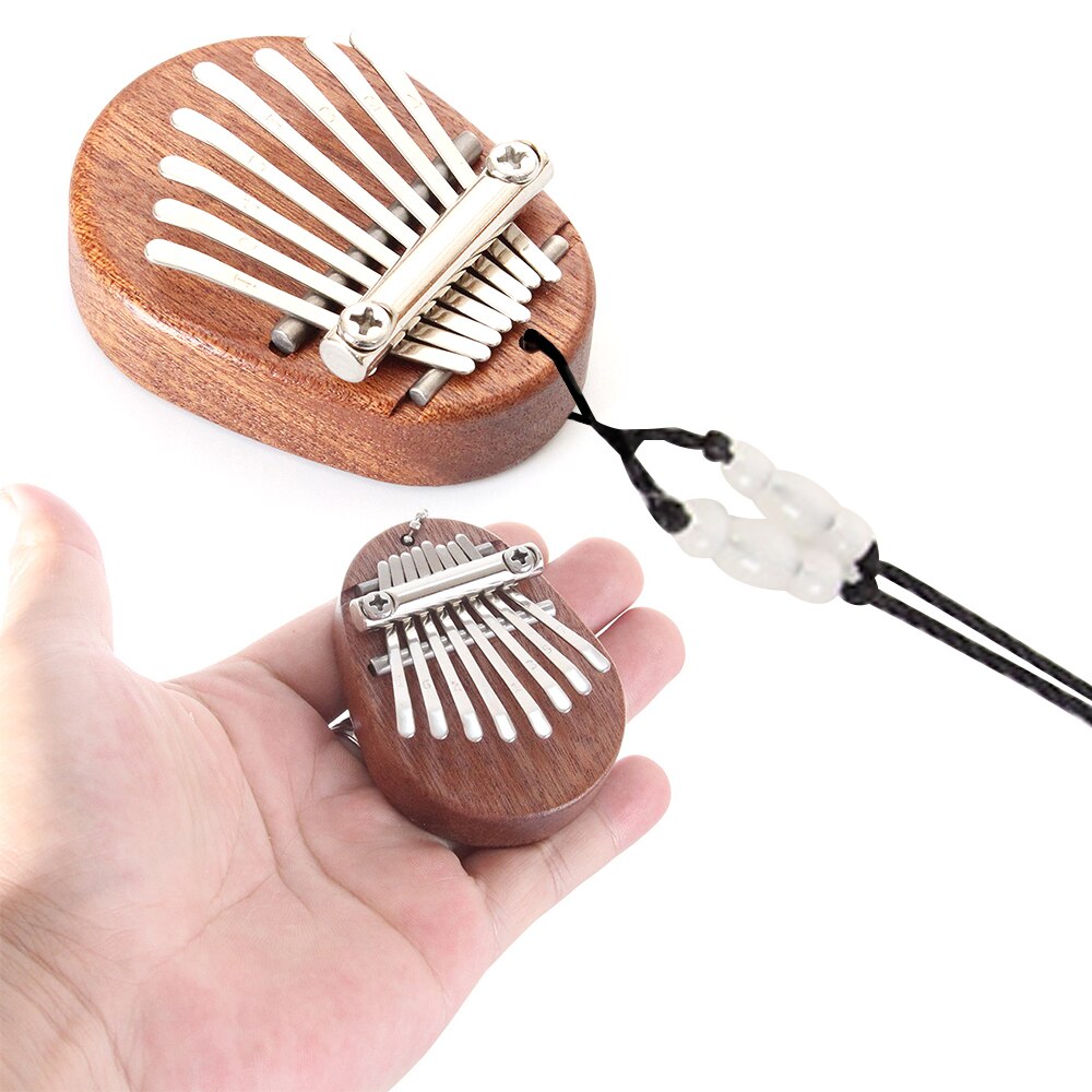 Mini Kalimba 8 Keys Thumb Piano Great Sound Finger Keyboard Musical Instrument Cute Accessory Pendant for Kids Girlfriend