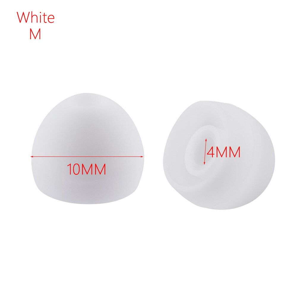 1 Pair Silicone 4MM Replacement In-Ear Earphone Earbuds Ear Tips Cover Cap soft Rubber Universal Replacement Ear Tips: white M