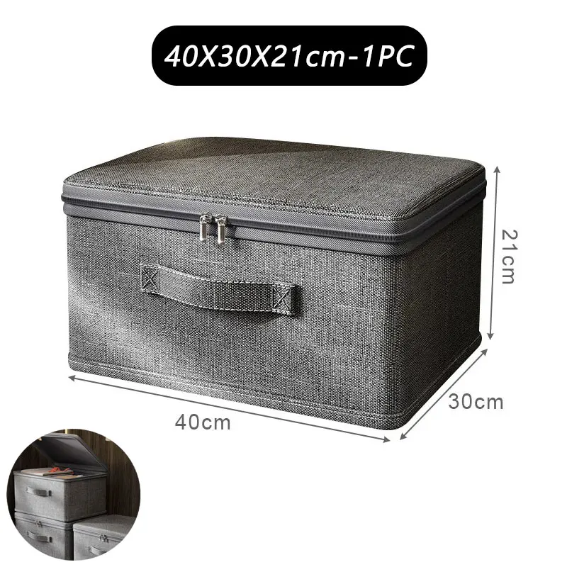 Boîte de rangement pour vêtements avec fermeture éclair, sac de rangement pliable de grande capacité pour vêtements et couettes, organisateur de garde-robe, boîte de rangement pour sous-vêtements: Marron