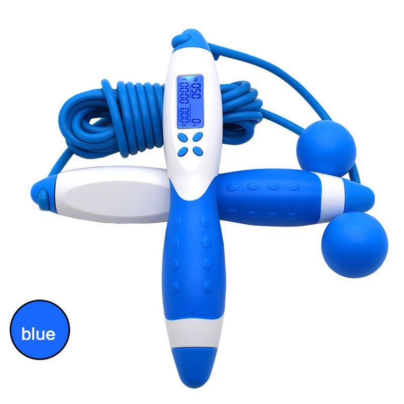 1pc springtouwen slimme elektronische teltoestellen springtouw calorieverbruik fitnessapparatuur digitale springtouwen gereedschap: Blauw wit