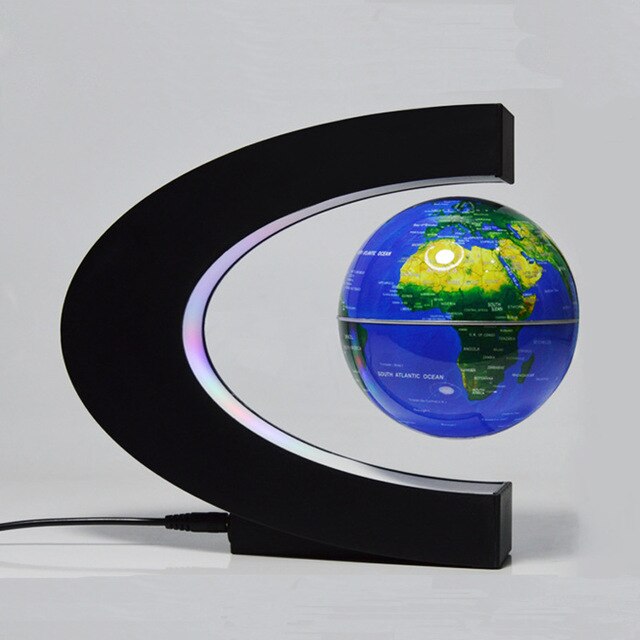 Magnetic Levitation Globe Glow in the dark Floating World Map Tellurion LED Light Children Educational Toys Desktop Toys Decor: Blue