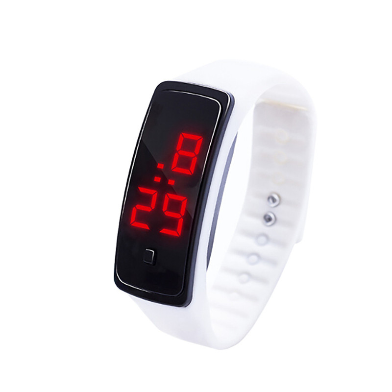 Mens Frauen Uhr LED Digital Anzeige Sport lässig Luxus Schwarz Armbinde Uhr freundlicher Studenten Kieselsäure Gel Uhr D9: Weiß