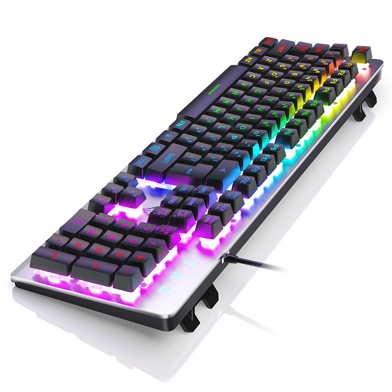 Voice Control Keyboard with Rainbow Marquee Backlit Suspended Keycap with Mechanical Felling Gaming Keyboard forDesktop Notebook
