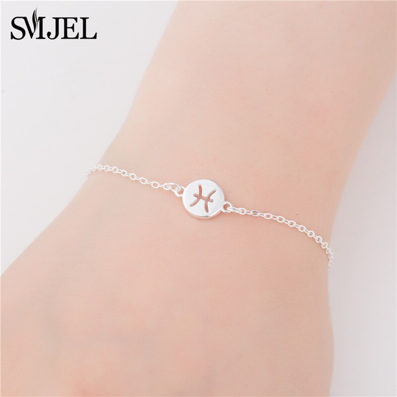 SMJEL Personalize 12 Constellation Zodiac Sign Bracelets for Women Girl Cancer Leo Virgo Libra Women Men Jewelry pulsera mujer: SL060 Pisces