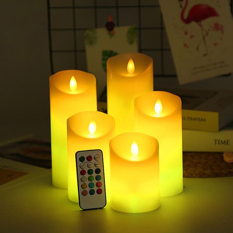 Remote Control LED Candle Lights with Timer Flameless RGB Candle Night Light Tea Lights for Home Wedding Christmas Decoration