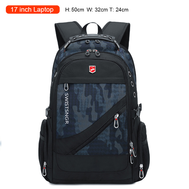 Neuer wasserdichter Herren-Rucksack für 17-Zoll-Laptops, USB-Ladetaschen, Damen-Reiserucksack für Flugzeuge, Jahrgang-Schultasche, Mochila: armeegrün