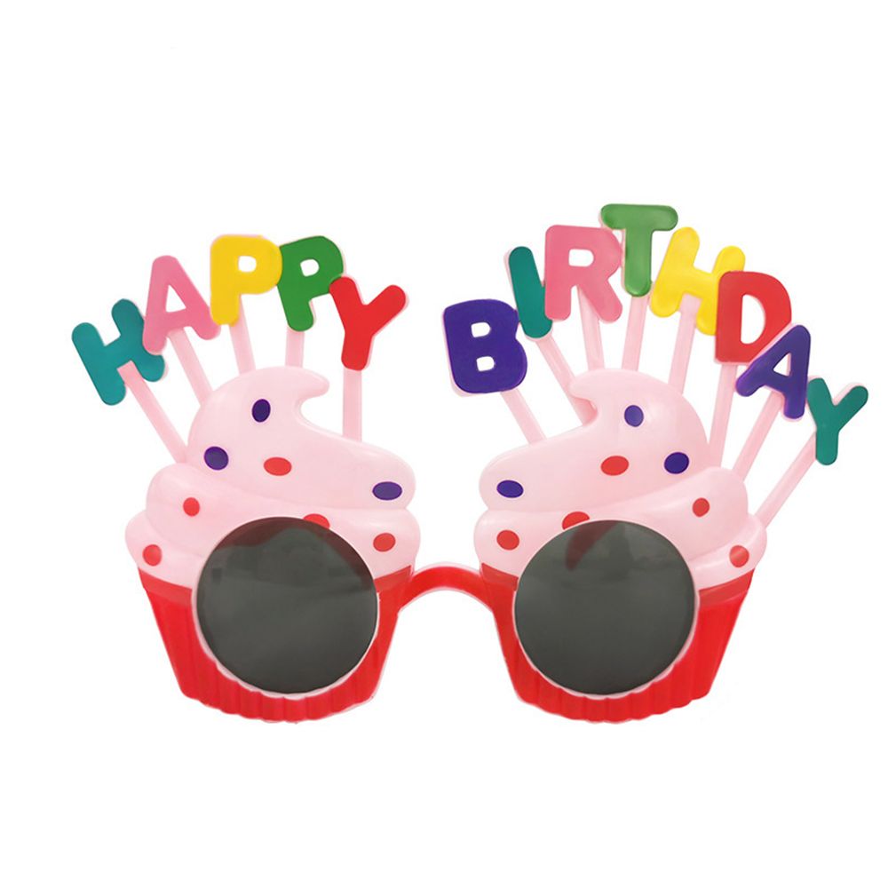 Funny Happy Birthday Glasses Cake Dollar Party Decoration Glasses for Adults Kids Newborn Photography Props: pink-Red frame