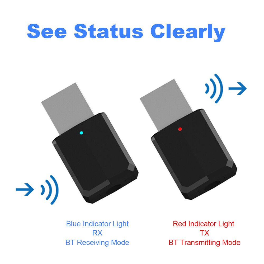 Bluetooth Receiver Transmitter ZF-169 Wireless Audio Adapter BT 5.0 With AUX Out for Headphone Speaker Phones PC Audio Player