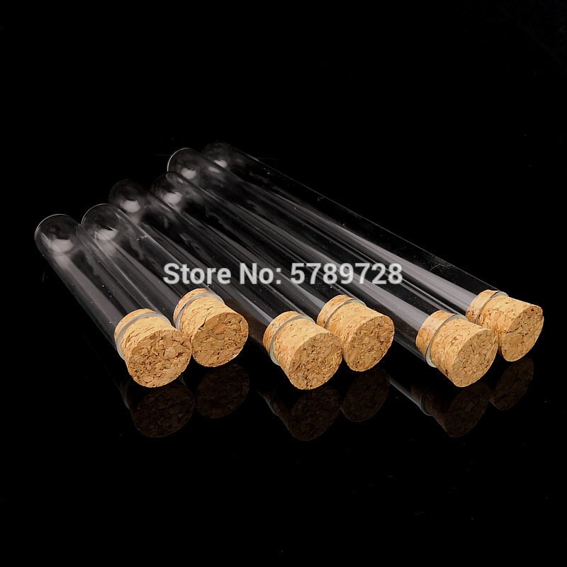 20 piezas tubo de ensayo de fondo redondo de vidrio de 20mm de diámetro exterior con tapón de corcho, equipo de enseñanza experimental escolar