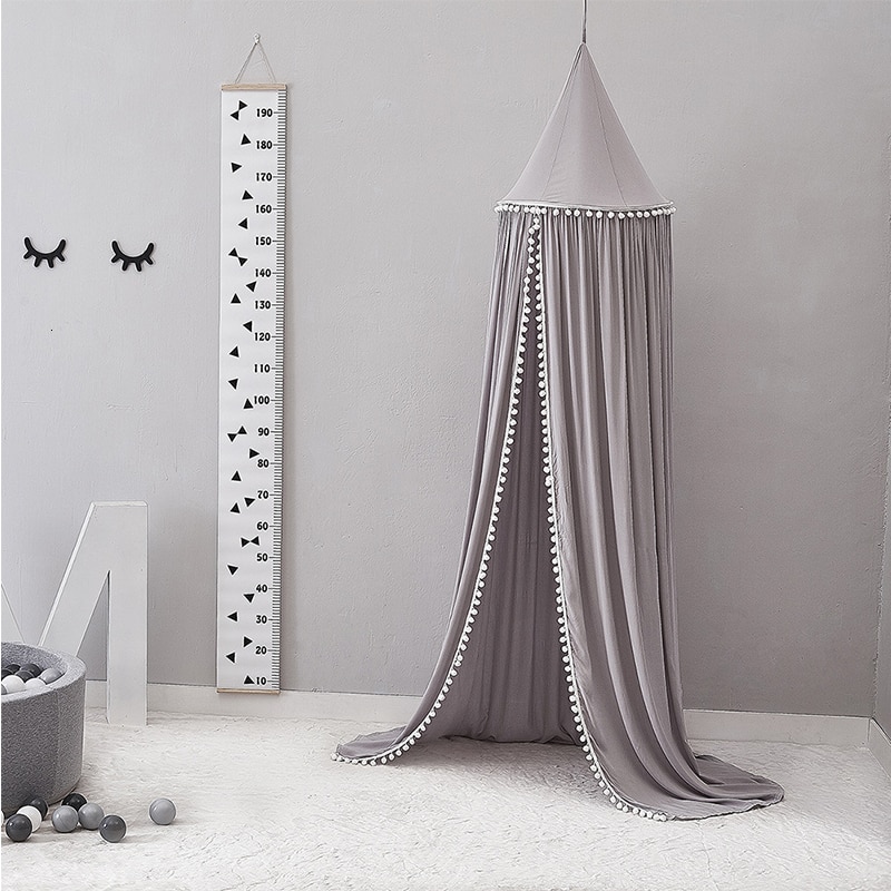 Koodykids Nursery Decor Katoen Luifel Wieg Met Kleine Pompoms Mosquito Baby Boy Girl Room Kids Kinderen Kamer Crib Canopy Decor