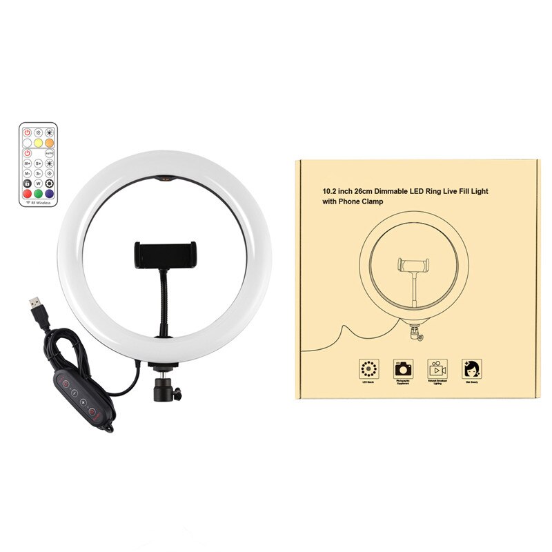 RGB LED Ring Lamp 10 Inch Selfie Ring Light with Tripod Phone Stand Photography Lighting Ringlight for TikTok Video: Type 1