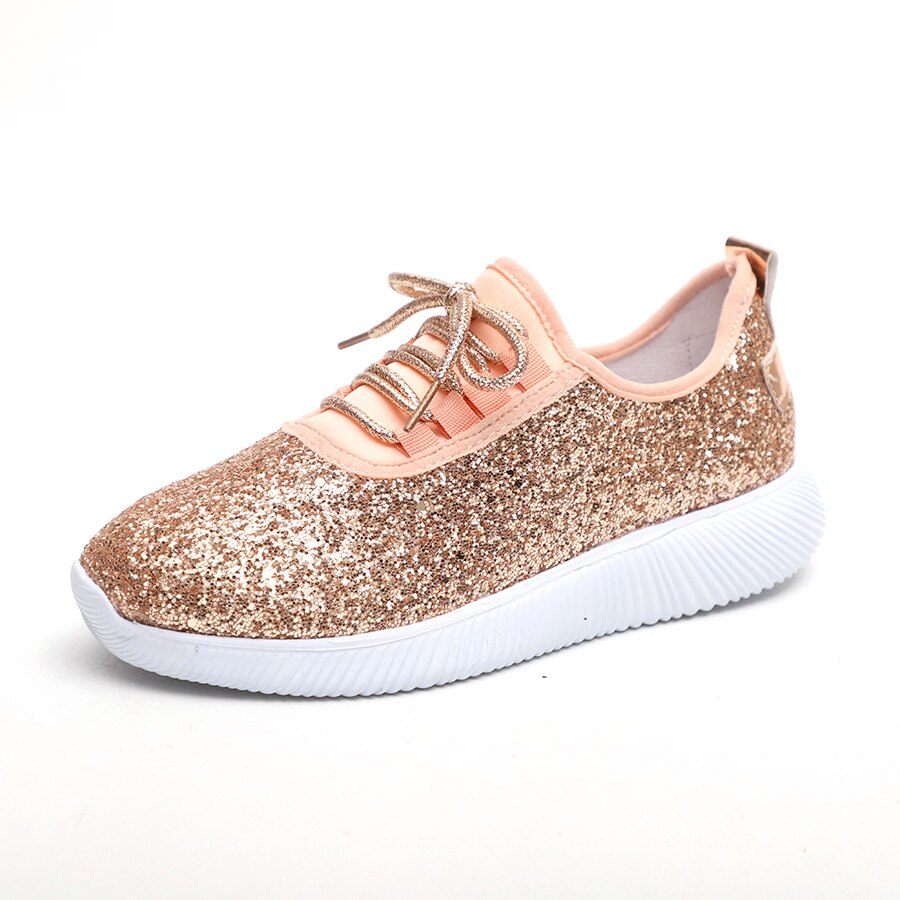 Mode Goud Zilver Schoenen Vrouwen Glitter Sneakers Zomer Bling Wit Sneakers Lace-up Sparkly Schoenen Voor Vrouwen Casual Schoenen d30: Roze / 6