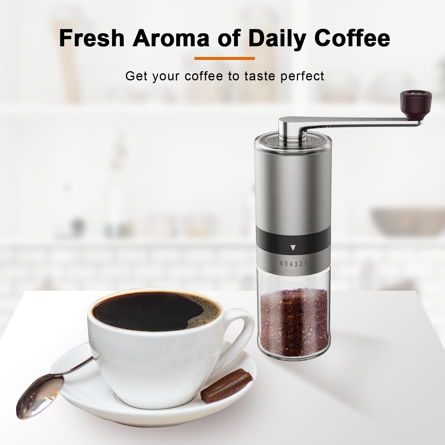 Kitchen Tool Grinder Coffee Grinder Mill Stainless Steel Adjustable Hand Grinder Coffee Machine Coffee Bean Burr Grinder