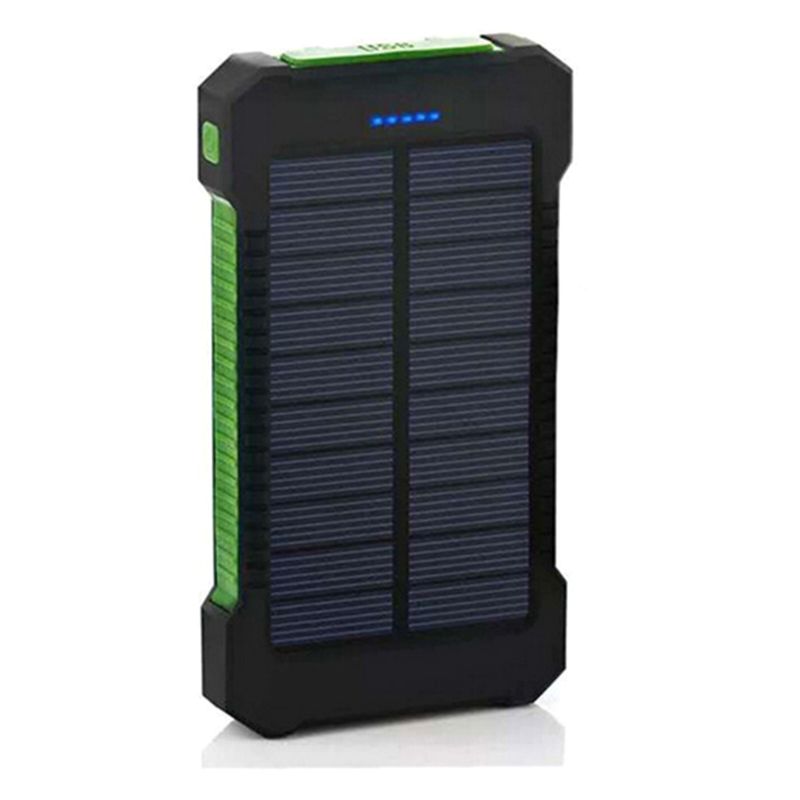 LED Dual USB Ports Solar Panel Power Bank Case Concise and voge style Charger DIY Kits Box B95C: green