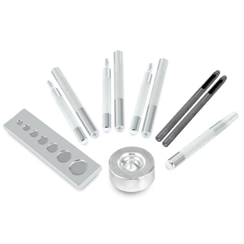 11/22 PCS Eyelet Die Punch Tool Hole Set Snap Rivet Setter Base Durable Solid Metal Leather Craft Kit DIY Apparel Sewing: 22PCS