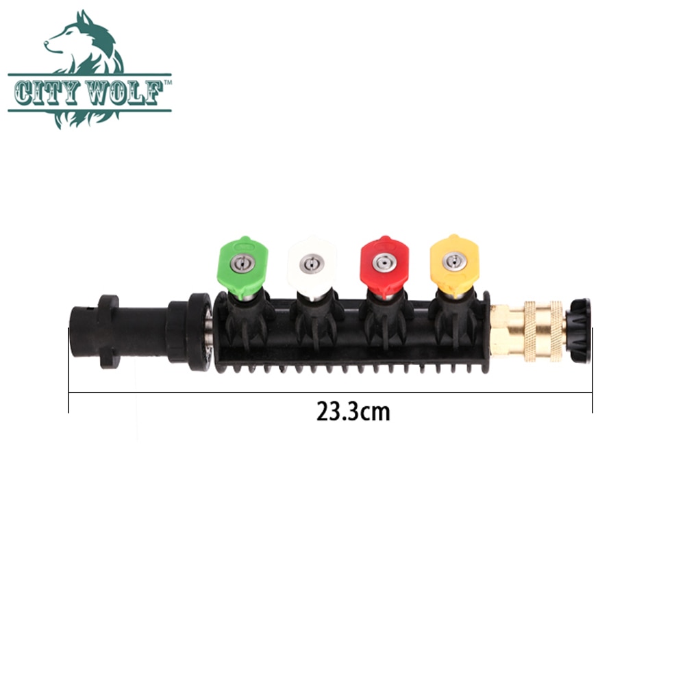 City Wolf Car Washer Metal Jet Water Short Lance Wand Nozzle for Karcher K Series Pressure Washer with 5 Quick Nozzle K2-K7