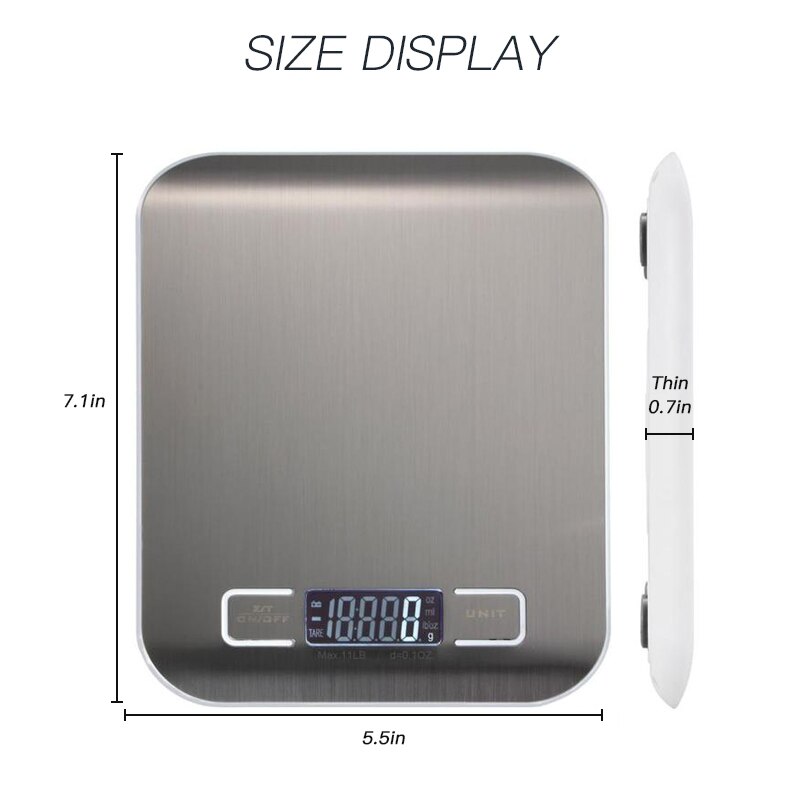Digital Kitchen Scale 1g/0.1oz Precise Stainless Steel Food Scale for Cooking Baking weighing Scales Electronic LCD Display