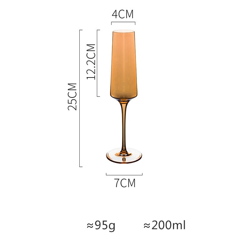 Rainbow plated Lead-free crystal glass cup Inclined mouth wine glass cocktail glass Champagne glasses goblet party Drinkware: Amber 200ml