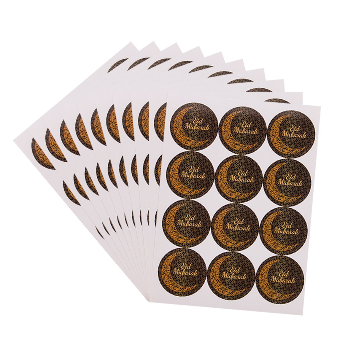 120Pcs Zwarte Sticker Ramadan Eid Stickers Eid Mubarak Geschenkdoos Label Papieren Zak Seal Sticker Ramadan Kareem Al-fitr Decor Moslim