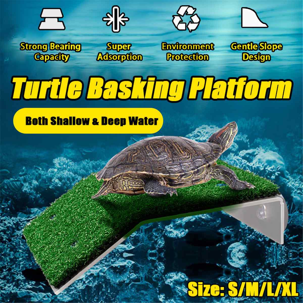 Skilpadde basking plattform akvarium dekor akryl turtle island akvarier mos klatre øy for skilpadder reptil tank dekorasjon