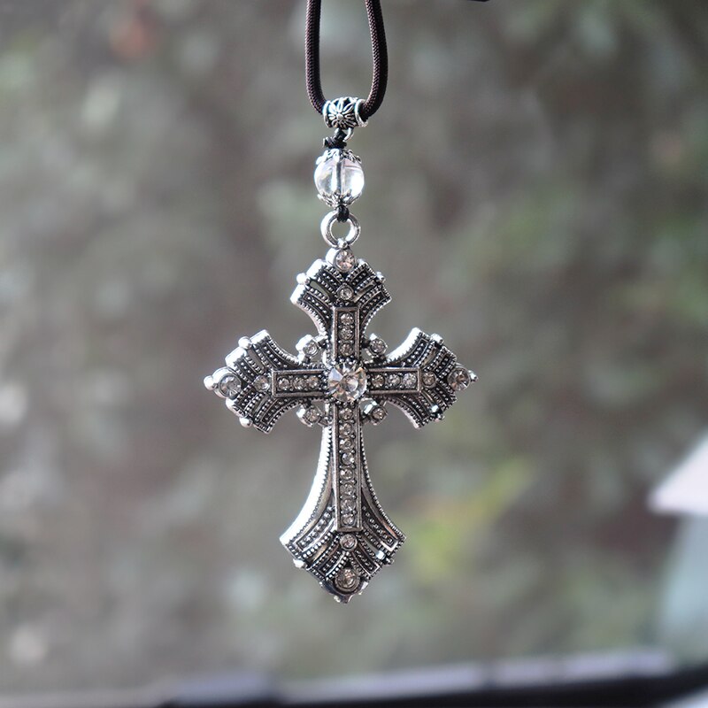Cross Car Pendants For Auto Decor Jesus Christian Religious Car Rearview Mirror Hanging Ornaments Car Accessories For Man