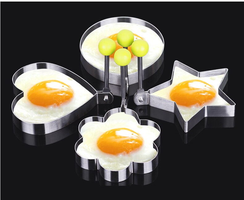 Lot De 4 Moules à œufs Frits / Crêpes En Acier Inoxydable Antiadhésif - Neuf