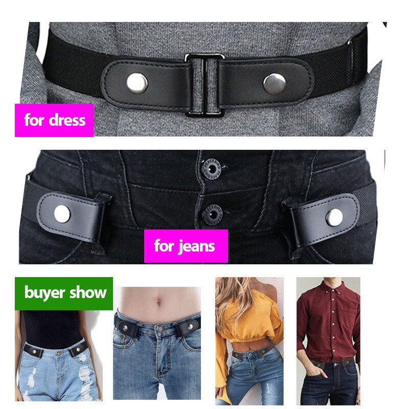 Gesp-Gratis Riem Voor Jean Broek Jurk Dames Slim Sport Trend Jeans Vrouwen Punk Stijl Elastische Taille broek Stretch Elastische