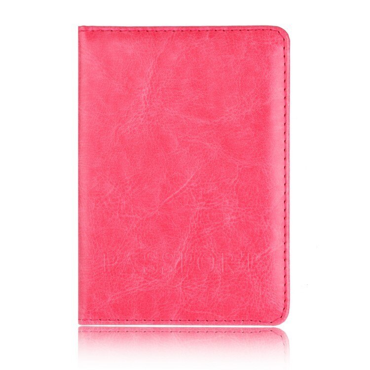 Aminyee Travel Accessories Passport Holder Cover Vintage PU Leather Men RFID Business Credit Card Wallet Storage Case Organizer: Rose Red