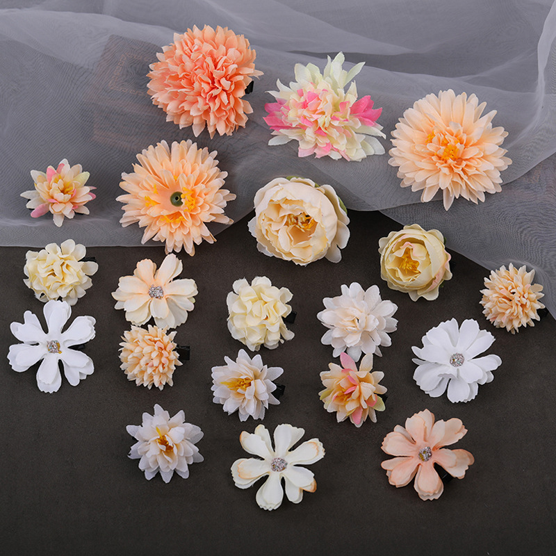 Seidenblumen-einstellen Japan Kimono Haarnadeln seitliche Haarspange Haarspangen japanische süße Chrysantheme Braut Hochzeit Haarschmuck: Antikes Kupfer überzogen