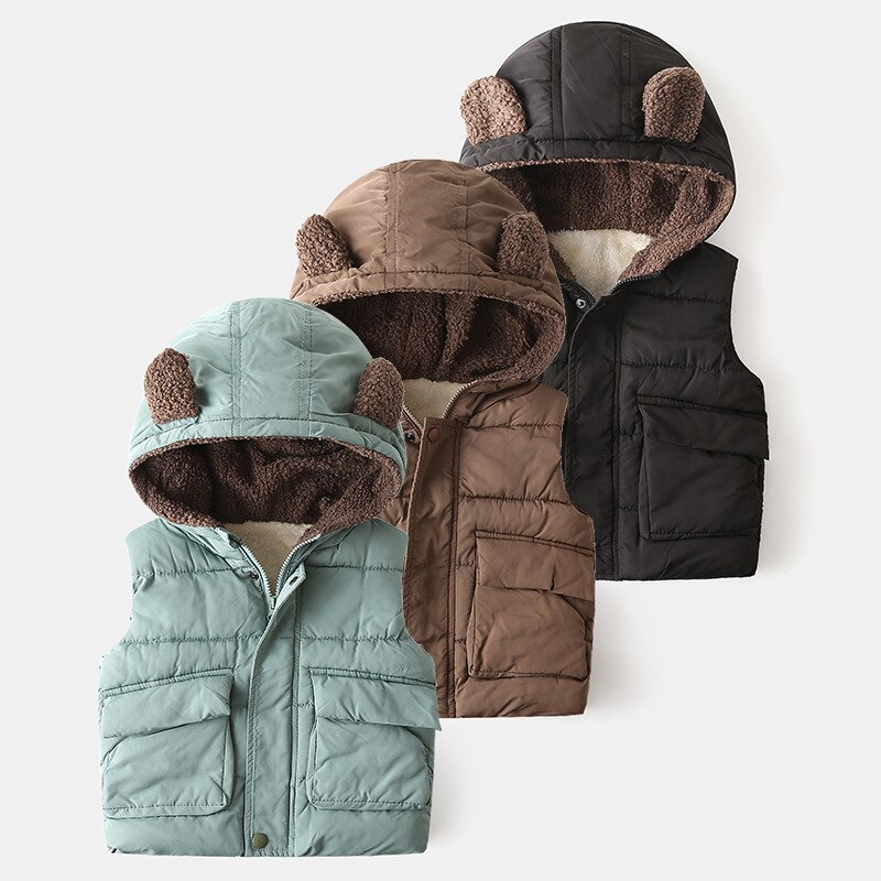 Gilet en doudoune avec capuche pour bébé,joli manteau d&#39;hiver sans manche en coton , à porter à l&#39;extérieur, pour garçon et fille, collection automne ,