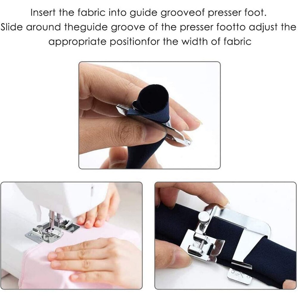 6Pcs Rolled Hemming Presser Foot Adjustable Wide Rolled Hem Foot with Narrow Foot Hemmer Set for All Low Shank Sewing Machine