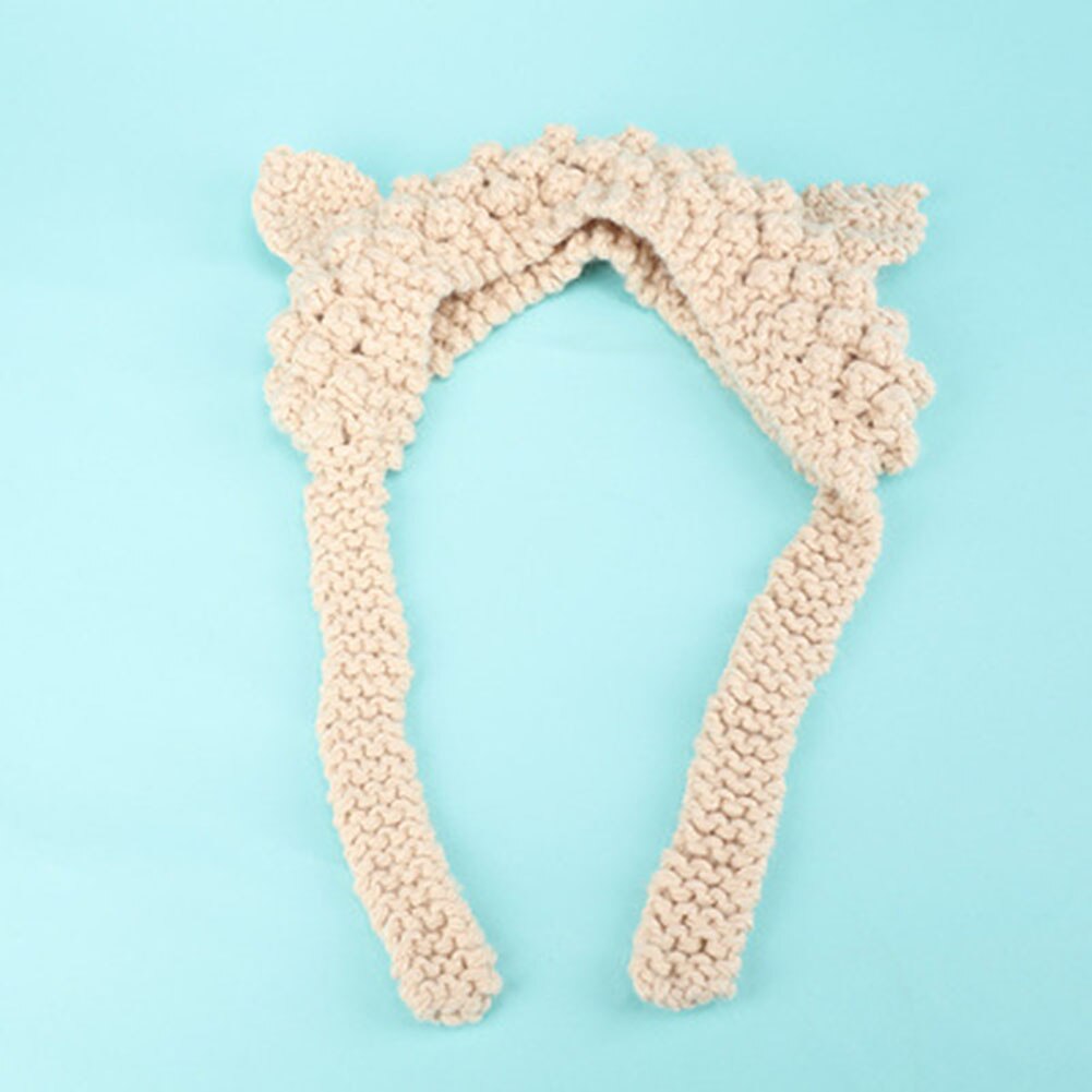 Kvinde vinter uld øreværn strikket sød hue huer kalot vinter varm foret bløde behagelige hatte: Beige