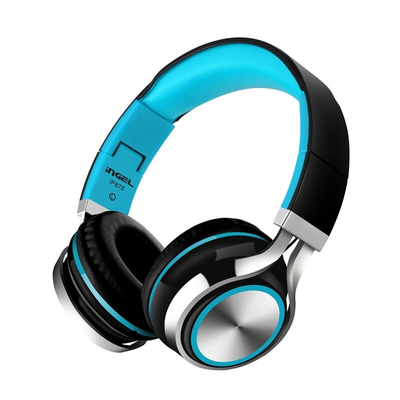 Casque filaire HD de 3.5mm, casque de musique pliable à fiche pour ordinateur PC, téléphone portable, pour filles: black blue