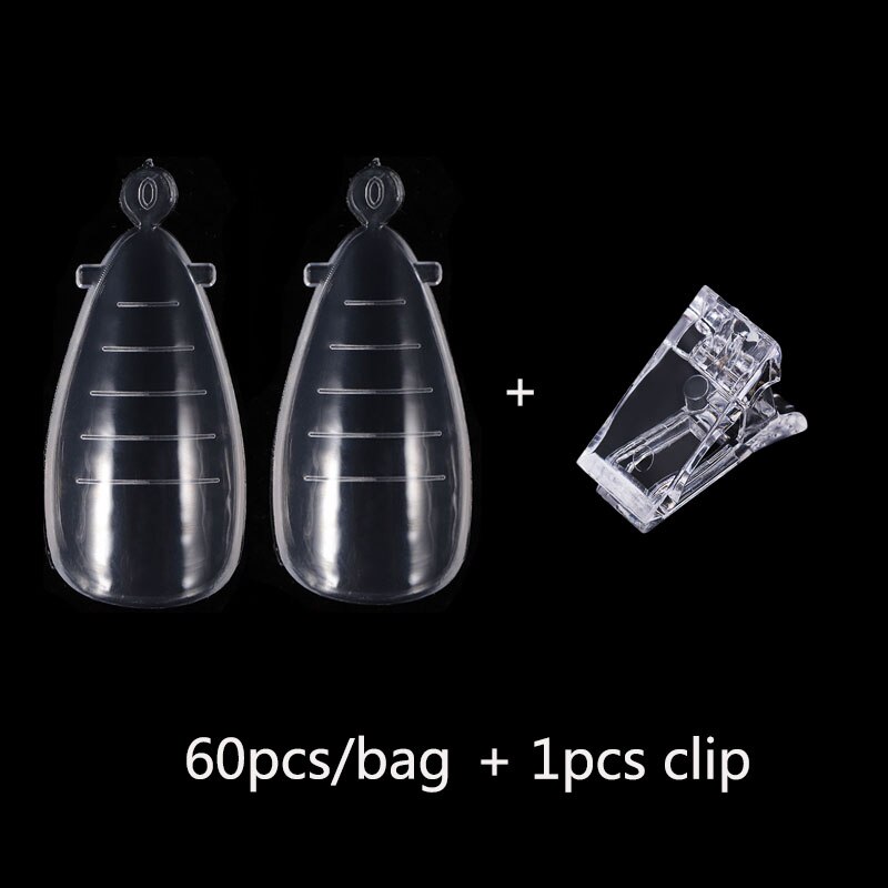 60 stk dual form negle forlængelsesforme til hurtig opbygning af akryl fransk kiste falske negle system nail art tips top form former: 60 stk k