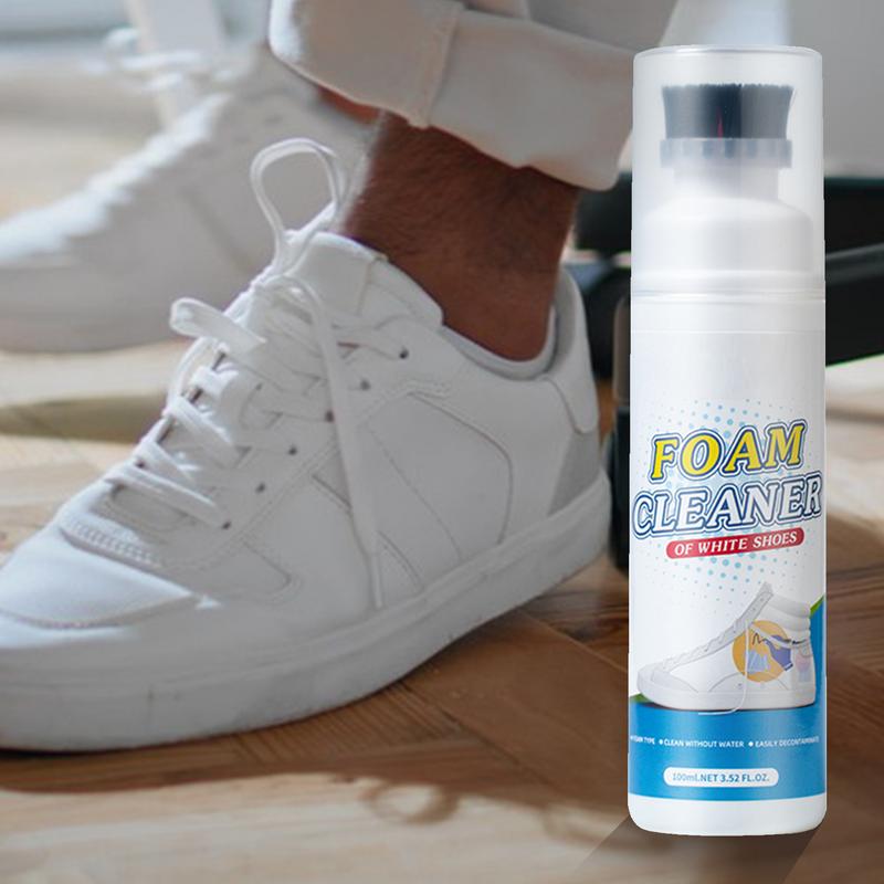 100 ml Sneaker-Reiniger, Schaumreiniger für weiße Schuhe, Stiefel, Canvas-Reinigungsfleckenentferner-Spray, entfernt Schmutz und Gelb